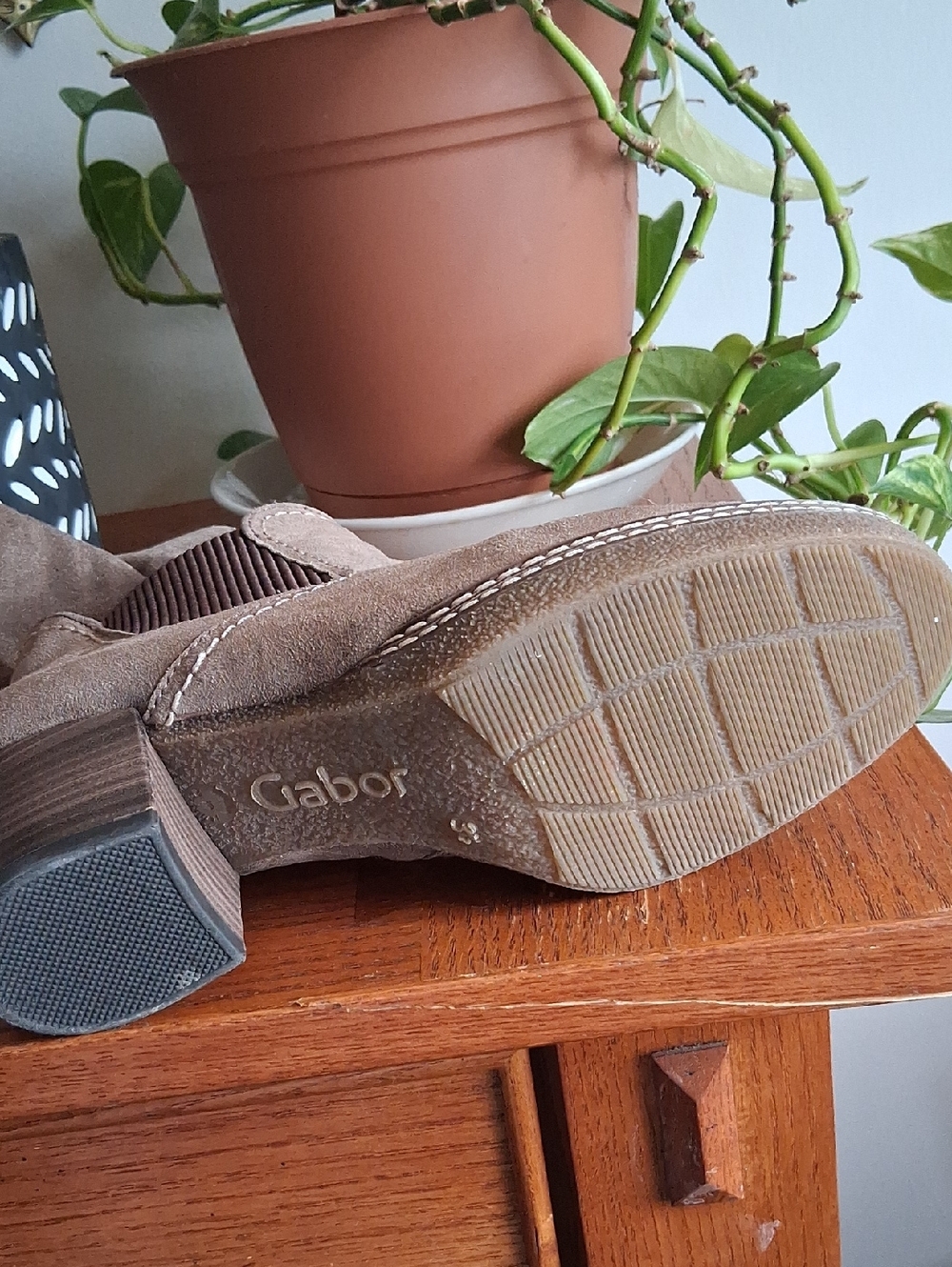 Gabor Lilia Chelsea Taupe Suede Ankle Booties with Low Stacked Heel - Picture 5 of 7